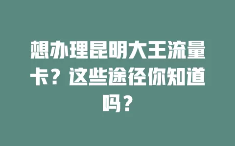 想办理昆明大王流量卡?这些途径你知道吗?