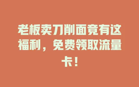 老板卖刀削面竟有这福利，免费领取流量卡！
