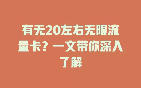 有无20左右无限流量卡?一文带你深入了解