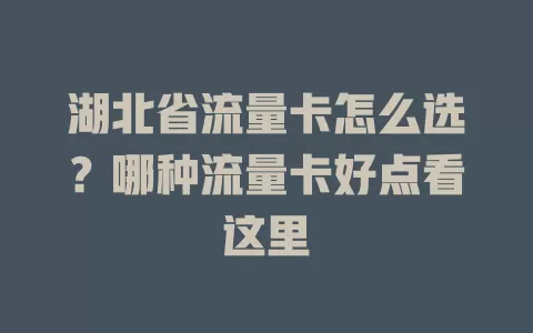 湖北省流量卡怎么选?哪种流量卡好点看这里