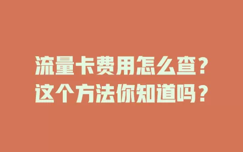流量卡费用怎么查?这个方法你知道吗?