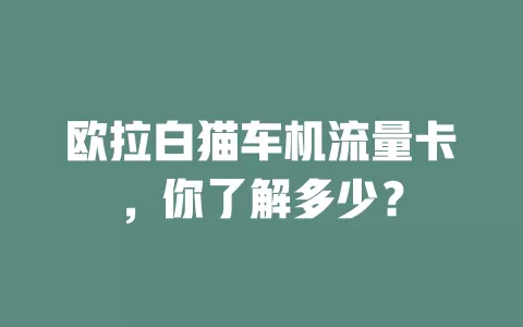 欧拉白猫车机流量卡,你了解多少?