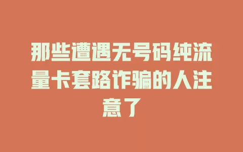 那些遭遇无号码纯流量卡套路诈骗的人注意了