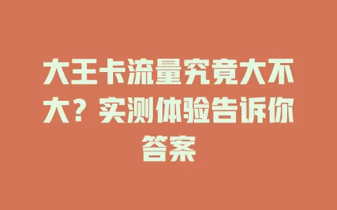 大王卡流量究竟大不大?实测体验告诉你答案