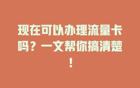现在可以办理流量卡吗?一文帮你搞清楚!