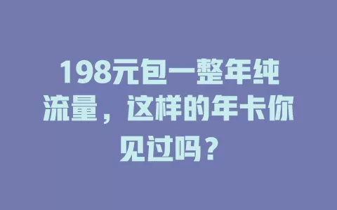 198元包一整年纯流量，这样的年卡你见过吗？