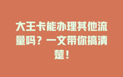 大王卡能办理其他流量吗?一文带你搞清楚!