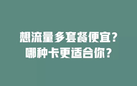 想流量多套餐便宜?哪种卡更适合你?