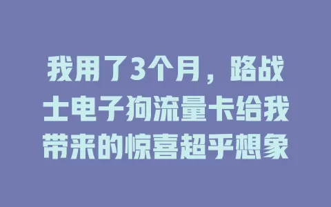 我用了3个月,路战士电子狗流量卡给我带来的惊喜超乎想象