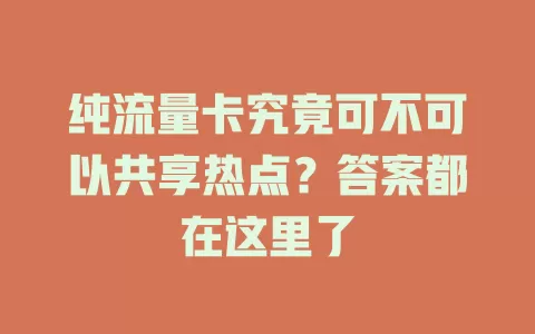 纯流量卡究竟可不可以共享热点？答案都在这里了