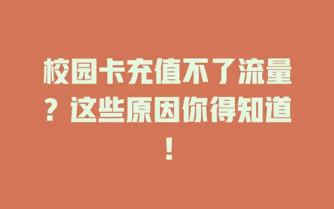 校园卡充值不了流量?这些原因你得知道!
