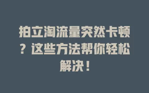 拍立淘流量突然卡顿?这些方法帮你轻松解决!