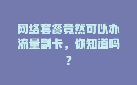 网络套餐竟然可以办流量副卡,你知道吗?
