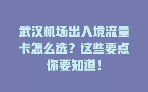 武汉机场出入境流量卡怎么选?这些要点你要知道!