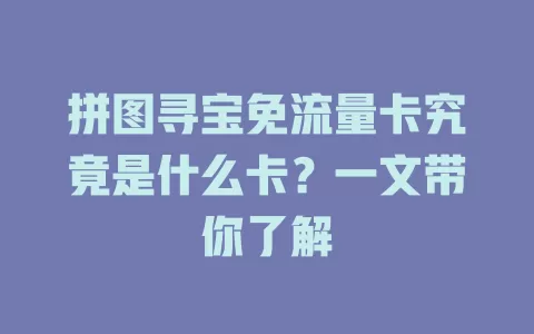 拼图寻宝免流量卡究竟是什么卡?一文带你了解