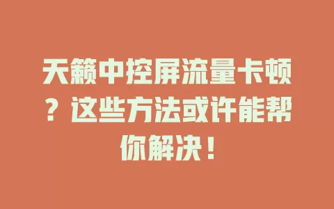 天籁中控屏流量卡顿?这些方法或许能帮你解决!
