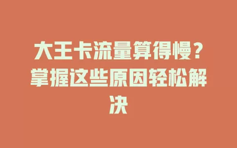 大王卡流量算得慢?掌握这些原因轻松解决