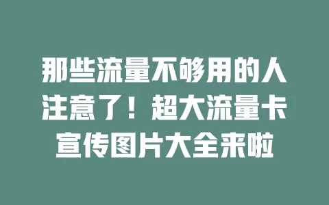 那些流量不够用的人注意了!超大流量卡宣传图片大全来啦