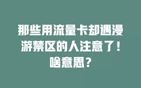 那些用流量卡却遇漫游禁区的人注意了！啥意思？