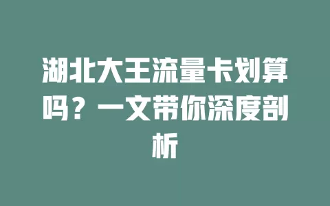 湖北大王流量卡划算吗？一文带你深度剖析