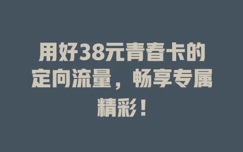 用好38元青春卡的定向流量,畅享专属精彩!