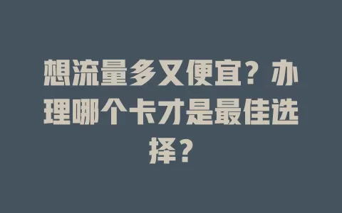 想流量多又便宜?办理哪个卡才是最佳选择?
