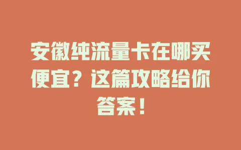 安徽纯流量卡在哪买便宜?这篇攻略给你答案!