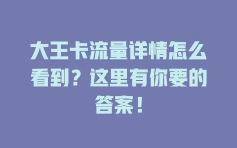 大王卡流量详情怎么看到?这里有你要的答案!