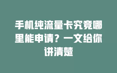 手机纯流量卡究竟哪里能申请?一文给你讲清楚