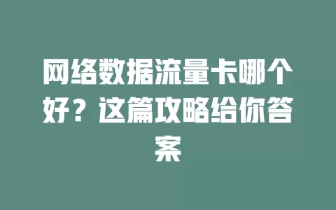 网络数据流量卡哪个好？这篇攻略给你答案