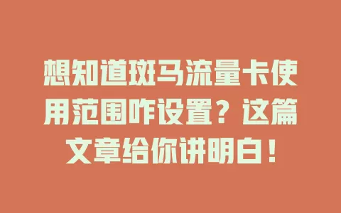 想知道斑马流量卡使用范围咋设置?这篇文章给你讲明白!