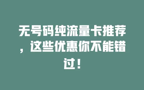 无号码纯流量卡推荐,这些优惠你不能错过!