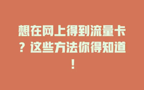想在网上得到流量卡?这些方法你得知道!
