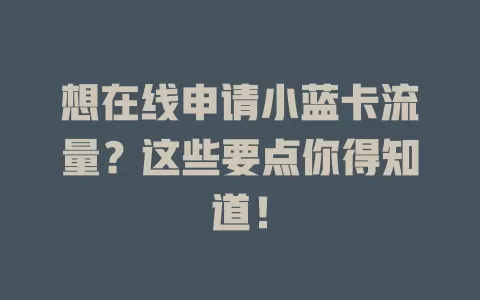 想在线申请小蓝卡流量?这些要点你得知道!