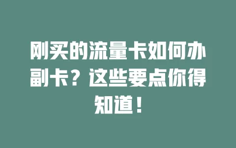 刚买的流量卡如何办副卡?这些要点你得知道!