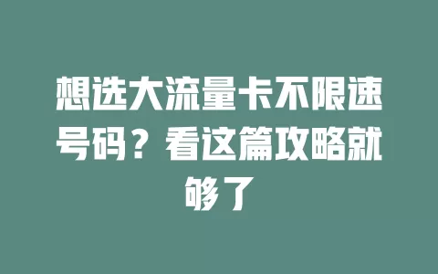 想选大流量卡不限速号码?看这篇攻略就够了