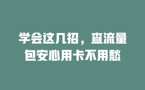 学会这几招,查流量包安心用卡不用愁