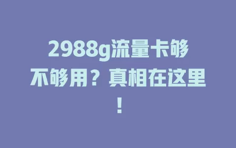2988g流量卡够不够用？真相在这里！