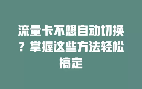 流量卡不想自动切换?掌握这些方法轻松搞定