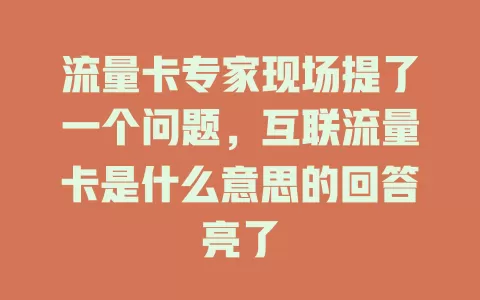 流量卡专家现场提了一个问题,互联流量卡是什么意思的回答亮了