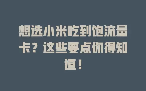 想选小米吃到饱流量卡？这些要点你得知道！