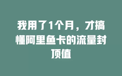 我用了1个月,才搞懂阿里鱼卡的流量封顶值