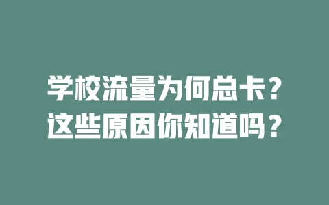 学校流量为何总卡?这些原因你知道吗?