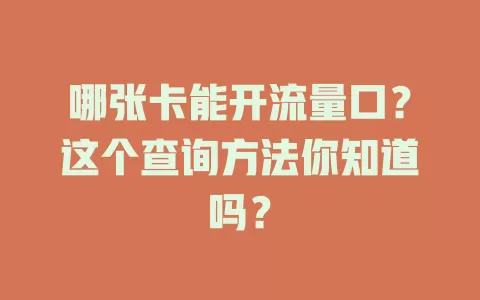 哪张卡能开流量口?这个查询方法你知道吗?