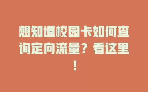 想知道校园卡如何查询定向流量?看这里!