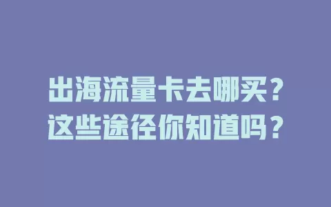 出海流量卡去哪买?这些途径你知道吗?