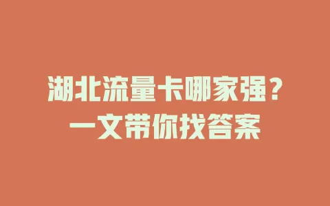 湖北流量卡哪家强?一文带你找答案