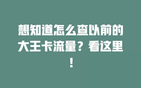 想知道怎么查以前的大王卡流量?看这里!