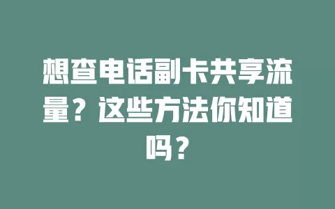 想查电话副卡共享流量?这些方法你知道吗?