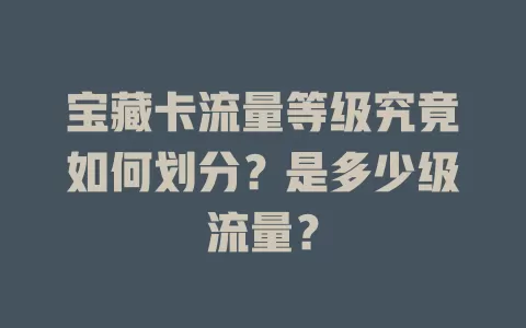 宝藏卡流量等级究竟如何划分?是多少级流量?